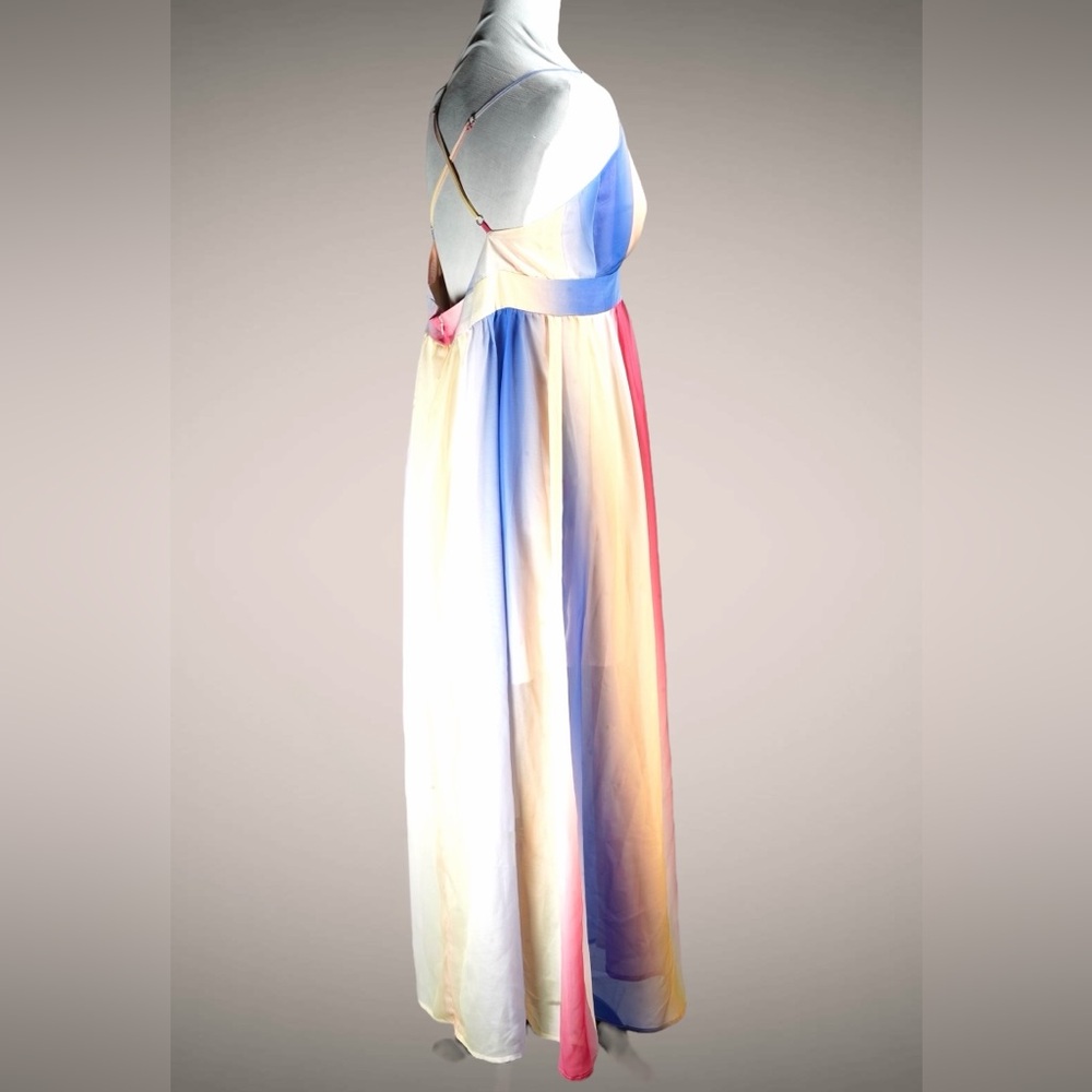 Cupshe Rainbow Maxi Dress Plunging Neckline Multicolor Polyester – Size L - Picture 6 of 15